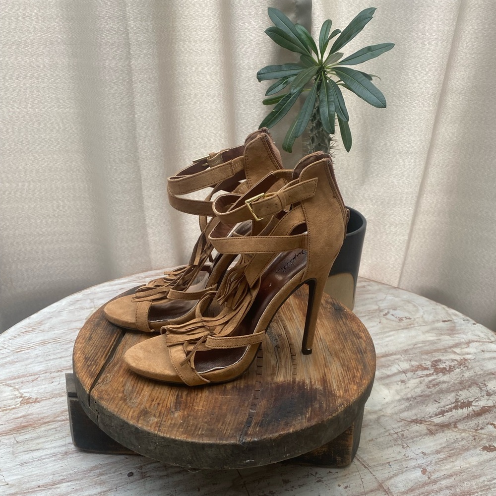 Tan Strappy High Heel Sandals